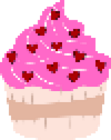 hjärtans dag muffin klistermärke pixel konst. 8-bitars sprite. kärlek begrepp png