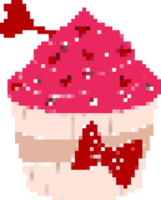 Valentine's Day cupcake sticker pixel art. 8-bit sprite. Love Concept png