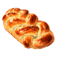 AI generated Challah bread water color hi quality isolated png