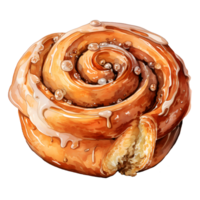 AI generated Cinnamon Roll bread water color hi quality isolated png