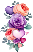 ai generado floral corazones acuarela arreglo png