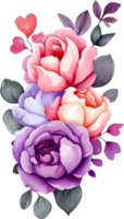 AI generated Bouquet of Watercolor Roses with Heart png