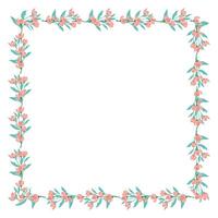 Vector hand drawn floral frame on white background