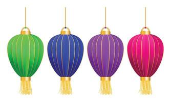 Vector set of isolated chinatown lanterns for new year