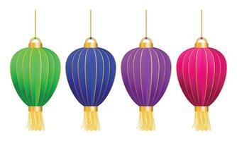 Vector set of isolated chinatown lanterns for new year