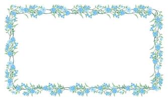 Vector hand drawn floral frame on white background