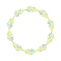 Vector hand drawn floral wreath frame on white background