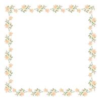 Vector hand drawn floral frame on white background