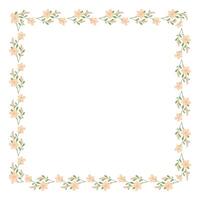 Vector hand drawn floral frame on white background