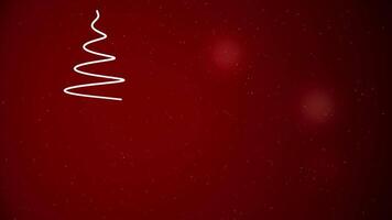 Abstract Christmas tree illustrated by spiral white line on red background with falling snowflakes and lights. Schematically pictured Christmass tree, Marry Christmass and Happy New Year concept. video