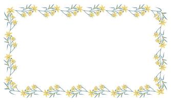 Vector hand drawn floral frame on white background