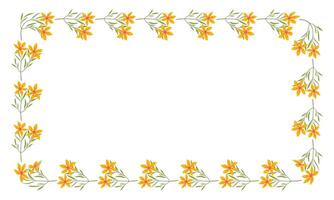 Vector hand drawn floral wreath frame on white background