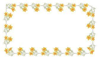 Vector hand drawn floral wreath frame on white background