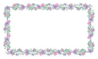 Vector hand drawn floral frame on white background
