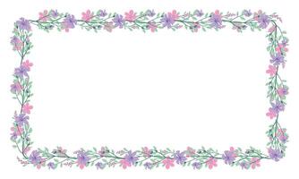 Vector hand drawn floral frame on white background