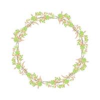 Vector hand drawn floral wreath frame on white background