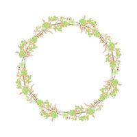 Vector hand drawn floral wreath frame on white background