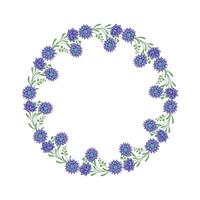 Vector hand drawn floral wreath frame on white background