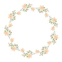 Vector hand drawn floral wreath frame on white background