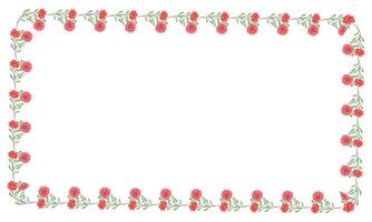 Vector hand drawn floral frame on white background