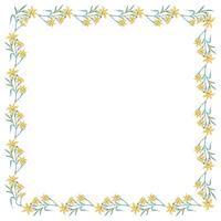 Vector hand drawn floral frame on white background