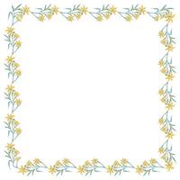 Vector hand drawn floral frame on white background