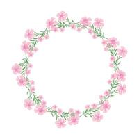 Vector hand drawn floral wreath frame on white background