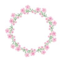 Vector hand drawn floral wreath frame on white background