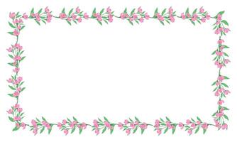 Vector hand drawn floral frame on white background