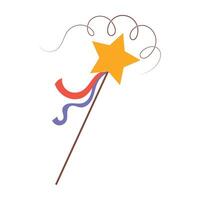 Vector icon fabulous magic wand fantastic magician and conjurer's wand symbol of miracle magic