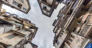 circular loop motion inside in courtyard of residential complex in Indian town video