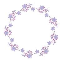 Vector hand drawn floral wreath frame on white background