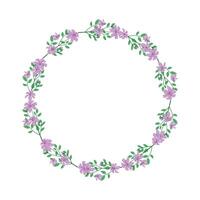 Vector hand drawn floral wreath frame on white background