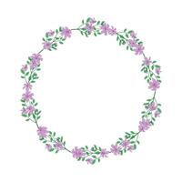 Vector hand drawn floral wreath frame on white background