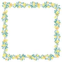 Vector hand drawn floral frame on white background