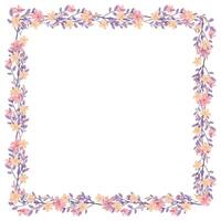 Vector hand drawn floral frame on white background