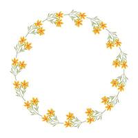 Vector hand drawn floral wreath frame on white background