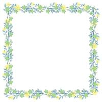 Vector hand drawn floral frame on white background