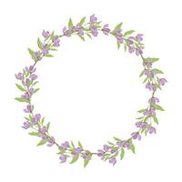 Vector hand drawn floral wreath frame on white background