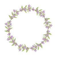 Vector hand drawn floral wreath frame on white background