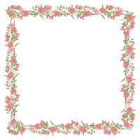 Vector hand drawn floral frame on white background