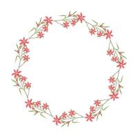 Vector hand drawn floral wreath frame on white background