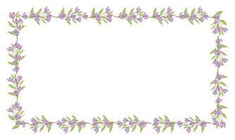 Vector hand drawn floral frame on white background