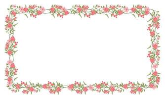 Vector hand drawn floral frame on white background