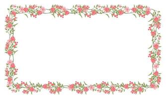 Vector hand drawn floral frame on white background