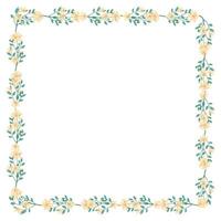 Vector hand drawn floral frame on white background