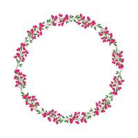 vector hand drawn floral wreath on white background