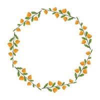 vector hand drawn floral wreath on white background