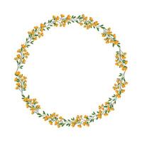 vector hand drawn floral wreath on white background