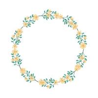 Vector hand drawn floral wreath frame on white background